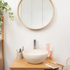 Vasque À Poser|Homesight Vasque à poser ronde céramique beige Ø36 x H.14,5 cm Emmy