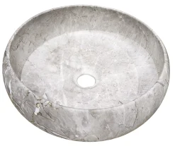 Ondee Vasque à poser ronde en céramique effet marbre gris Sora