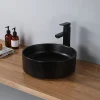 Dileci Vasque à poser ronde en céramique noir -