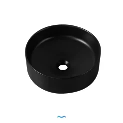 Dileci Vasque à poser ronde en céramique noir -