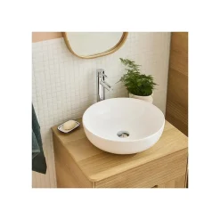 Mob-In Vasque à poser ronde en céramique blanche 42cm