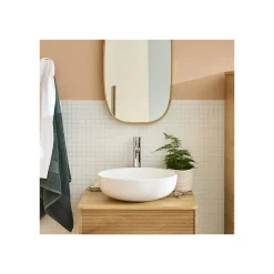 Mob-In Vasque à poser ronde en céramique blanche 42cm