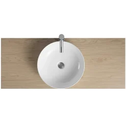 Mob-In Vasque à poser ronde en céramique blanche 42cm