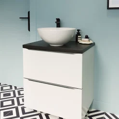 Vasque À Poser|GoodHome Vasque à poser ronde en céramique blanc Tasi