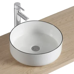 Homesight Vasque à poser ronde en céramique blanc et noir Kala