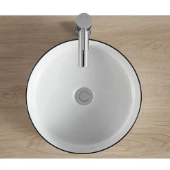 Homesight Vasque à poser ronde en céramique blanc et noir Kala
