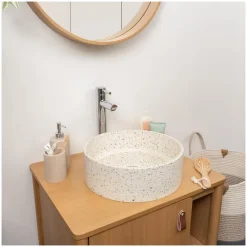 Mob-In Vasque à poser ronde en terrazzo 36cm
