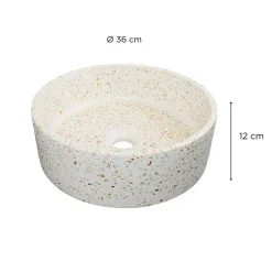 Mob-In Vasque à poser ronde en terrazzo 36cm