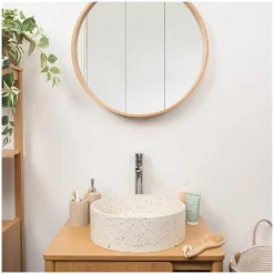 Mob-In Vasque à poser ronde en terrazzo 36cm