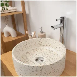 Mob-In Vasque à poser ronde en terrazzo 36cm