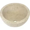 Casa Linéa Vasque à poser ronde en travertin l.40,6xH.15 cm, Aline