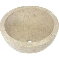 Casa Linéa Vasque à poser ronde en travertin l.40,6xH.15 cm, Aline