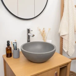 Vasque À Poser|Homesight Vasque à poser ronde gris Ø36 x H.14,5 cm Emmy