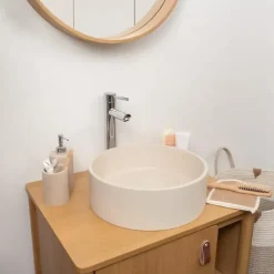 Vasque À Poser|Homesight Vasque à poser ronde grès beige Ø36 x H.12 cm Swan