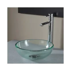 Vasque À Poser|Planète Bain Vasque à poser ronde petit diamètre 31 cm en verre transparent