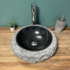 Byca Vasque à poser ronde PITA - 40 cm noir en basalte