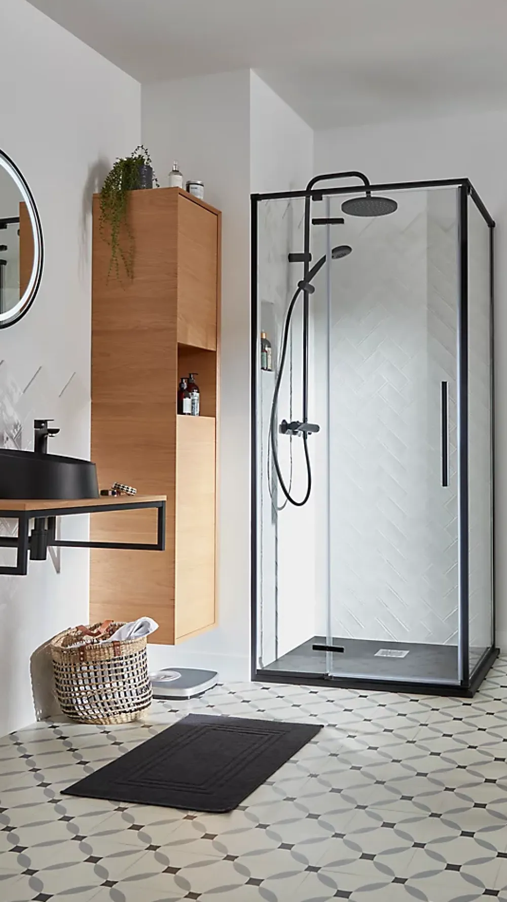 Vasque À Poser|GoodHome Vasque à poser résine Allos Noir