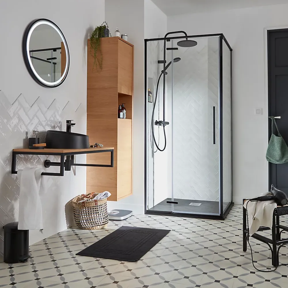 Vasque À Poser|GoodHome Vasque à poser résine Allos Noir