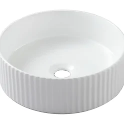 Vasque À Poser|Planète Bain Vasque à poser striée Ania 36cm blanche