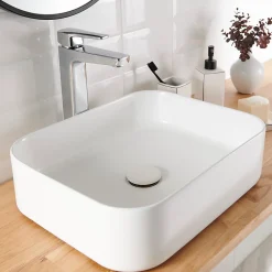 Vasque À Poser|GoodHome Vasque à poser Tekapo en résine blanc