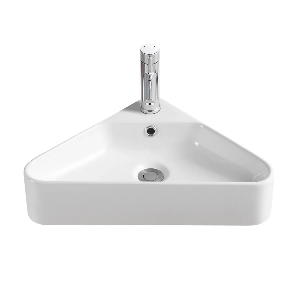 Plan Vasque Lave-Mains|Mob-In Vasque à suspendre d'angle en céramique blanche 42,5cm