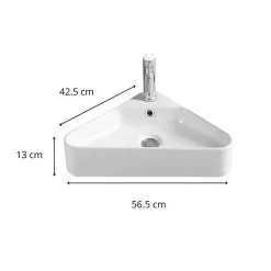 Plan Vasque Lave-Mains|Mob-In Vasque à suspendre d'angle en céramique blanche 42,5cm