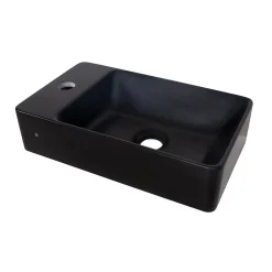 Mob-In Vasque à suspendre ou à poser rectangulaire en résine noire 40x23cm