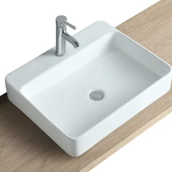 Vasque À Poser|Homesight Vasque à suspendre ou poser en céramique l.60 x H.12 x P.49 cm, blanc, Andy