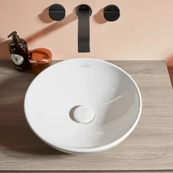 Plan Simple Vasque|Villeroy & Boch Vasque 38 x 38 ronde à poser VILLEROY ET BOCH Loop & Friends non meulé blanche sans trop plein