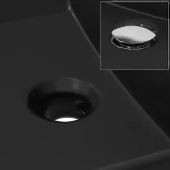 Vasque À Poser|Luxebath Vasque a poser carré noir lavabo ceramique salle de bain 605x365mm ML-Design