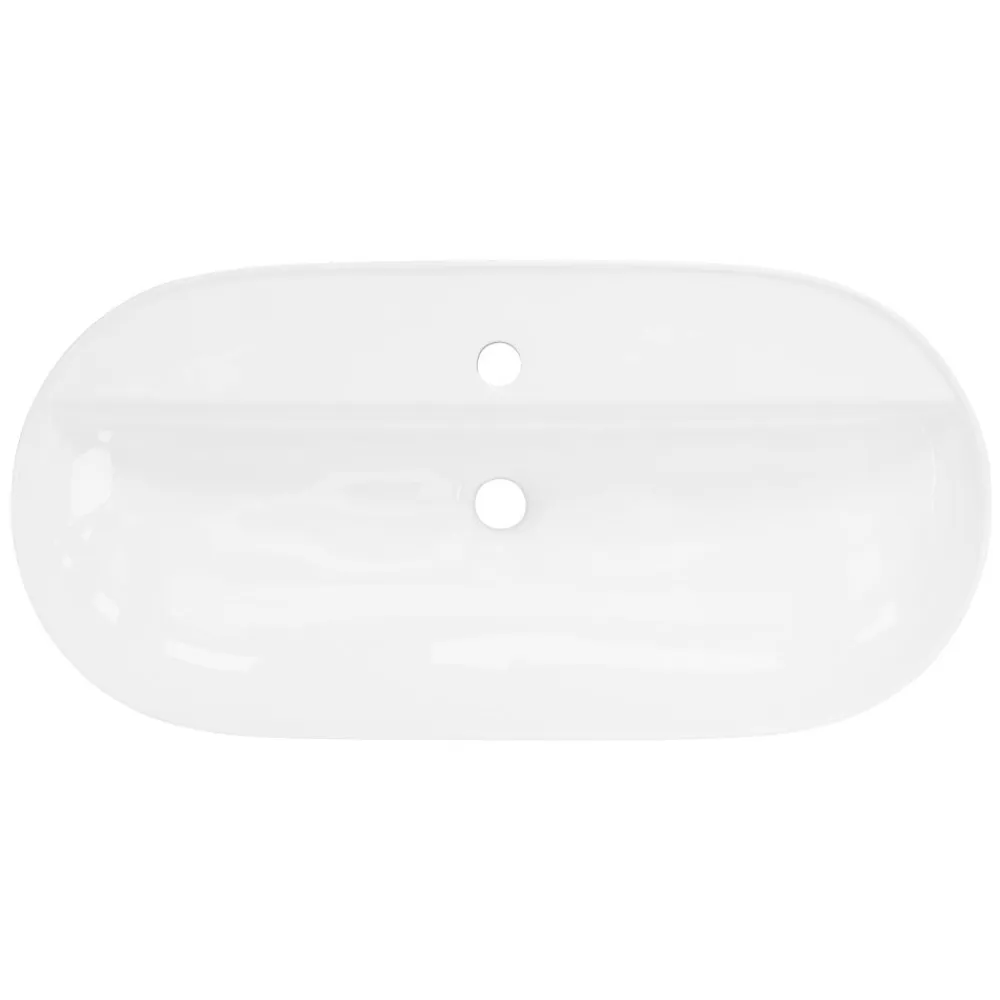 Ml-Design Vasque a poser ovale blanc en ceramique lavabo pour salle de bain 800x400x120 mm