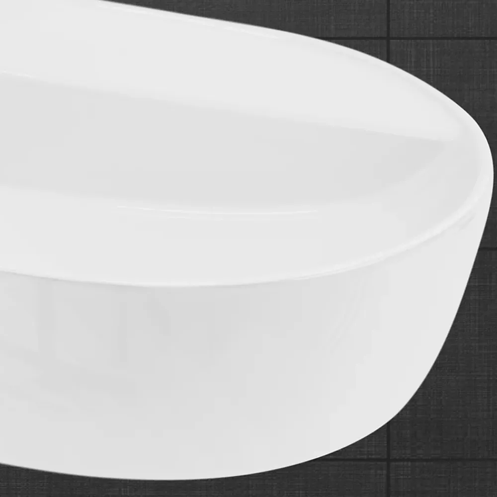 Ml-Design Vasque a poser ovale blanc en ceramique lavabo pour salle de bain 800x400x120 mm