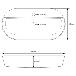 Ml-Design Vasque a poser ovale blanc en ceramique lavabo pour salle de bain 800x400x120 mm