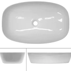ECD Germany Vasque a poser salle de bain lavabo bol ovale blanc en ceramique 605x380x180 mm