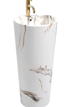 Lavabo|Rea Vasque Autoportante Blanka Marble White Round