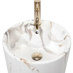 Lavabo|Rea Vasque Autoportante Blanka Marble White Round