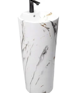 Lavabo|Rea Vasque Autoportante Blanka Marble White Round