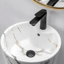 Lavabo|Rea Vasque Autoportante Blanka Marble White Round