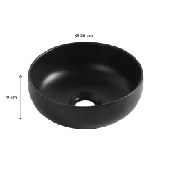 Vasque À Poser|Homesight Vasque bol en céramique diamètre 26 x H.12 cm, noir,