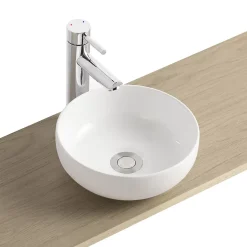 Homesight Vasque bol en céramique diamètre 26 x H.12 cm, blanc,