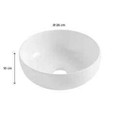 Homesight Vasque bol en céramique diamètre 26 x H.12 cm, blanc,