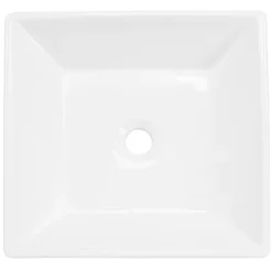 Ml-Design Vasque carré ceramique blanc lavabo a poser sur plan de toilette 410x410x120 mm