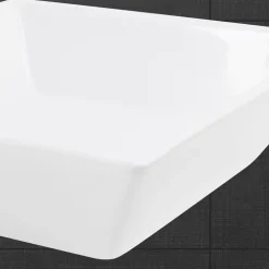 Ml-Design Vasque carré ceramique blanc lavabo a poser sur plan de toilette 410x410x120 mm