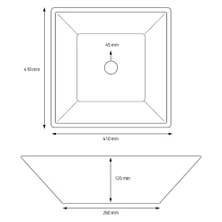 Ml-Design Vasque carré ceramique blanc lavabo a poser sur plan de toilette 410x410x120 mm