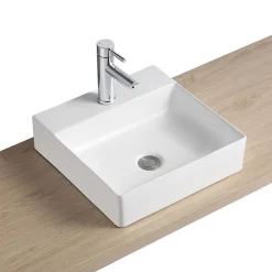 Mob-In Vasque carrée à poser en céramique blanche 40 cm NAO