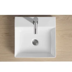 Mob-In Vasque carrée à poser en céramique blanche 40 cm NAO