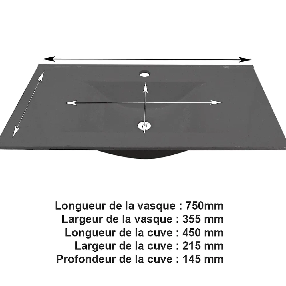 Lavabo|Autres Vasque cémarique Blanc à encastrer 75 x 35 cm Lavabo de salle de bain encastrable