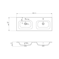 Plan Double Vasque|Bain-Bain Vasque céramique 120Cm KALI -