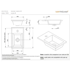 Sanindusa Vasque céramique traditionnelle a encastrer par dessus rectangulaire Alicante 410 blanc
