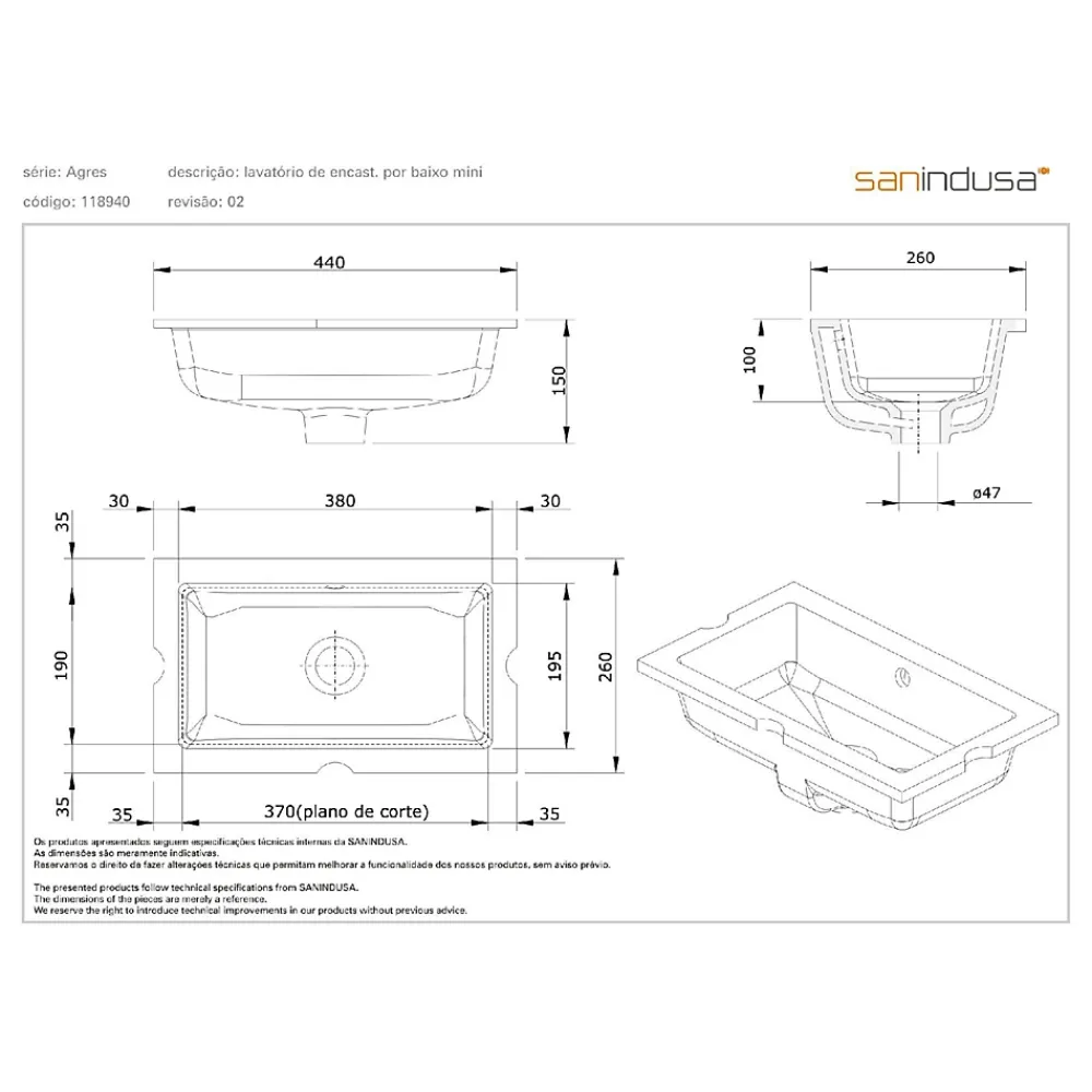 Vasque À Encastrer|Sanindusa Vasque céramique traditionnelle a encastrer par dessous mini agres 44x26 blanc